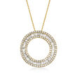 3.00 ct. t.w. Round and Baguette Diamond Open Circle Pendant Necklace in 18kt Gold Over Sterling