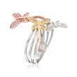 .20 ct. t.w. Diamond Butterfly Ring in 14kt Tri-Colored Gold