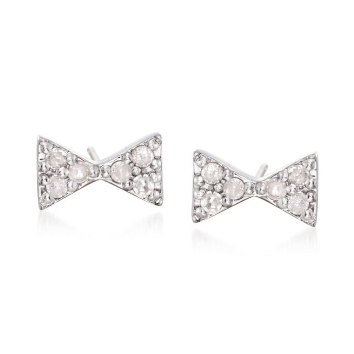 .10 ct. t.w. Diamond Bow Tie Stud Earrings in Sterling Silver