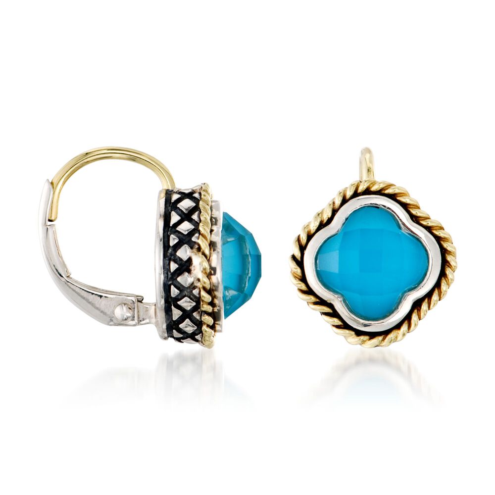 Andrea Candela Turquoise Clover Earrings in Two-Tone | Ross-Simons