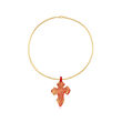 Italian Red Murano Glass with Gold Foil Cross Pendant Necklace in 18kt Gold Over Sterling