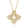 Roberto Coin &quot;Venetian Princess&quot; .30 ct. t.w. Diamond Flower Pendant Necklace in 18kt Yellow Gold
