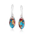Kingman Turquoise Marquise-Shaped Drop Earrings in Sterling Silver
