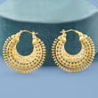 Italian 18kt Gold Over Sterling Embellished Hoop Earrings