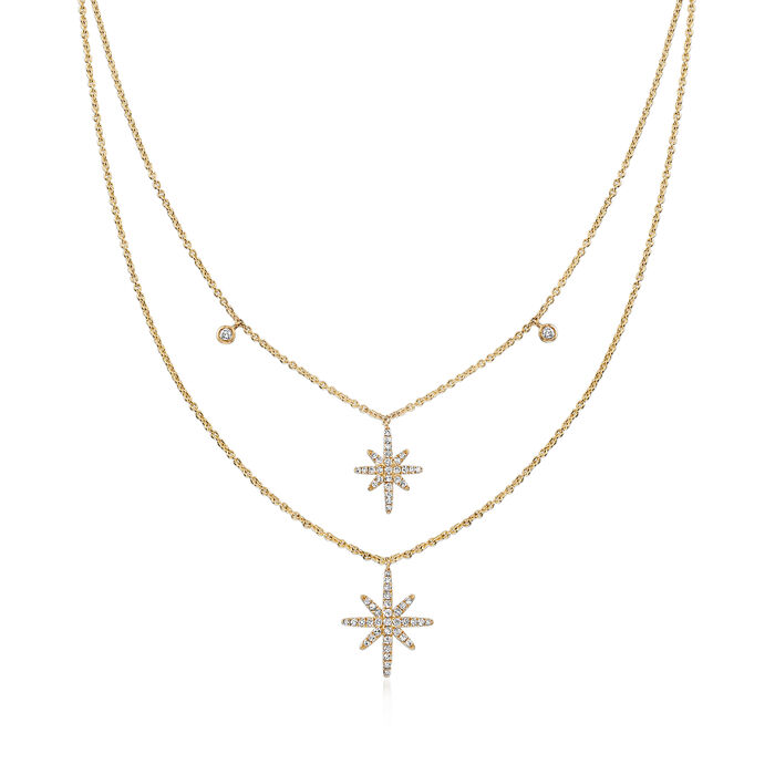.47 ct. t.w. Diamond Star Layered Necklace in 18kt Yellow Gold