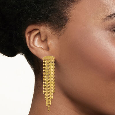 Italian 18kt Gold Over Sterling Mirror-Link Chandelier Earrings