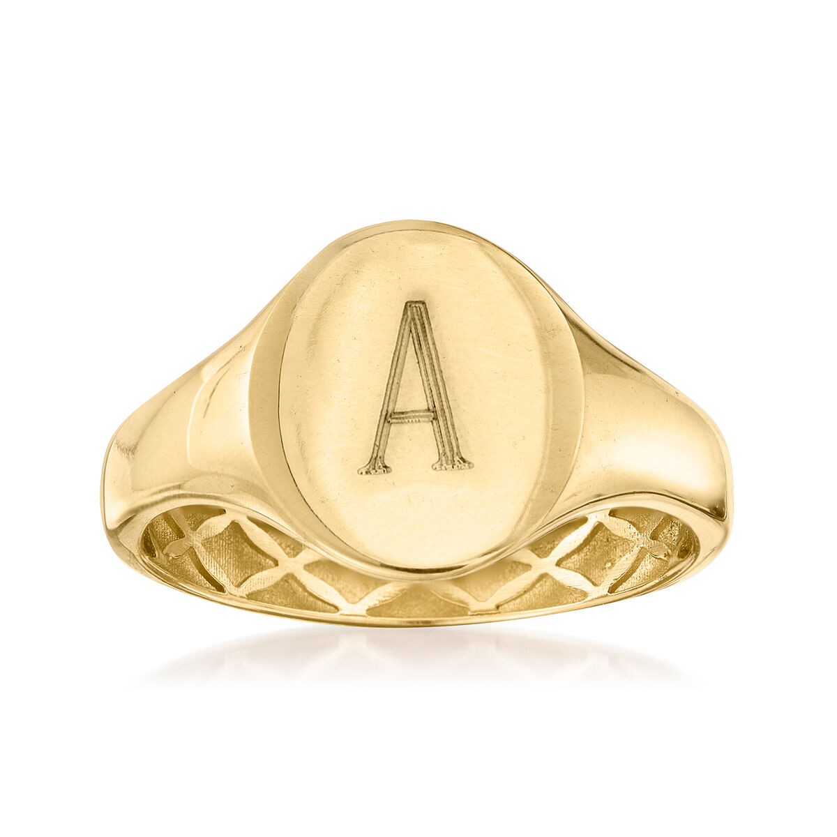 Italian 14kt Yellow Gold Personalized Oval Signet Ring | Ross-Simons