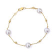7.5-8mm Cultured Akoya Pearl Bracelet in 14kt Yellow Gold