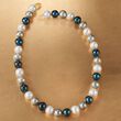 12-13mm Multicolored Cultured Pearl Necklace with 14kt Yellow Gold
