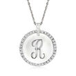 Italian 1.08 ct. t.w. CZ Personalized Disc Pendant Necklace in Sterling Silver