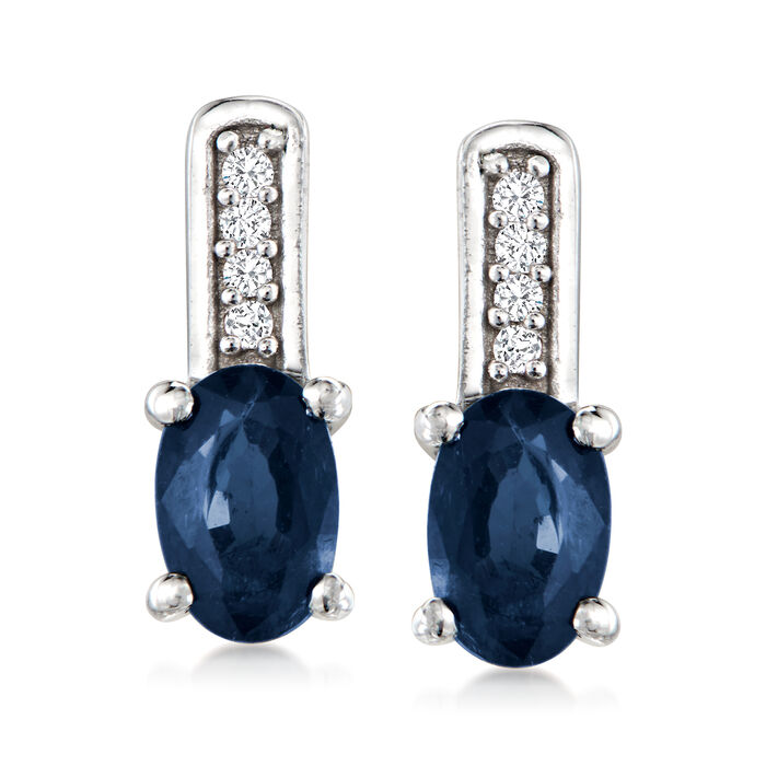 .40 ct. t.w. Sapphire Drop Earrings with Diamond Accents in 14kt White Gold