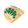 .65 ct. t.w. Diamond and Green Enamel Double-Circle Ring in 14kt Yellow Gold