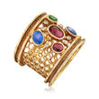 C. 1980 Vintage 1.85 ct. t.w. Multi-Gemstone Ring with Diamond Accents in 18kt Yellow Gold