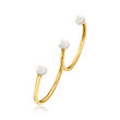 3.5-4mm Cultured Pearl Two-Finger Ring in 14kt Yellow Gold
