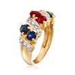 C. 1980 Vintage 1.65 ct. t.w. Multi-Stone Ring With .35 ct. t.w. Diamonds in 18kt Gold