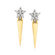Diamond-Accented Star Icicle Earrings in Sterling Silver and 14kt Yellow Gold