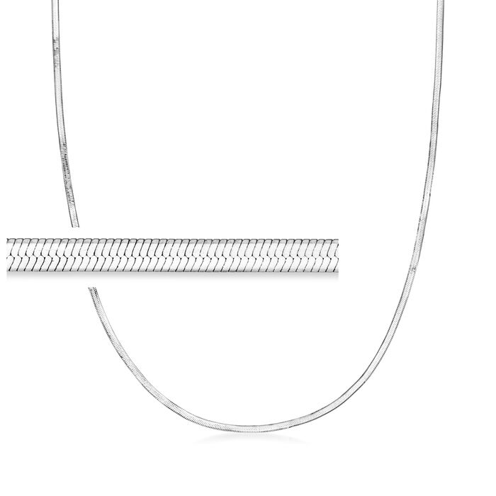 Italian 2mm Sterling Silver Herringbone Necklace