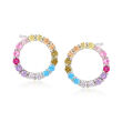 .85 ct. t.w. Multicolored CZ Open-Space Circle Stud Earrings in Sterling Silver