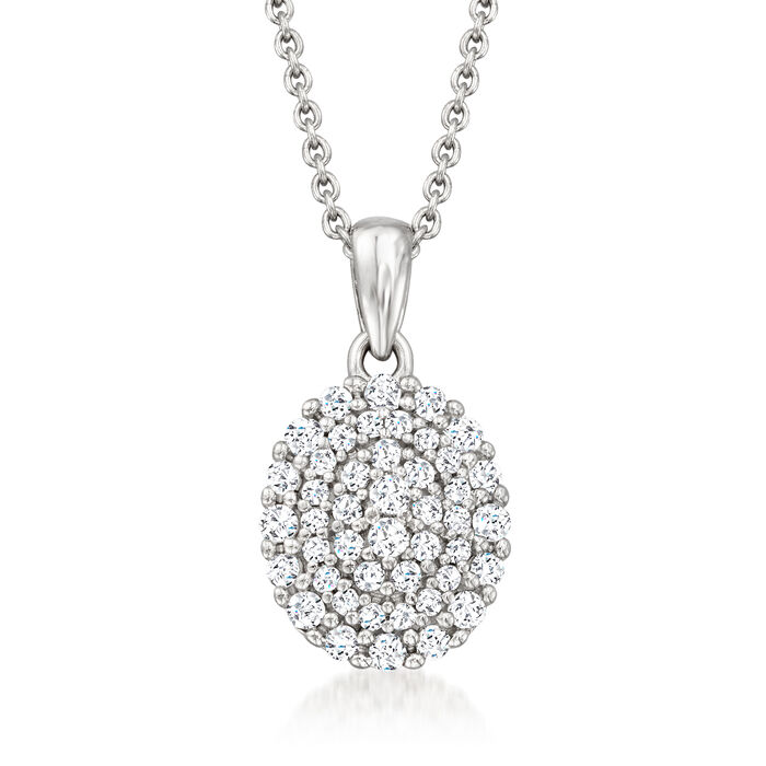 .35 ct. t.w. Diamond Oval Cluster Pendant Necklace in Sterling Silver