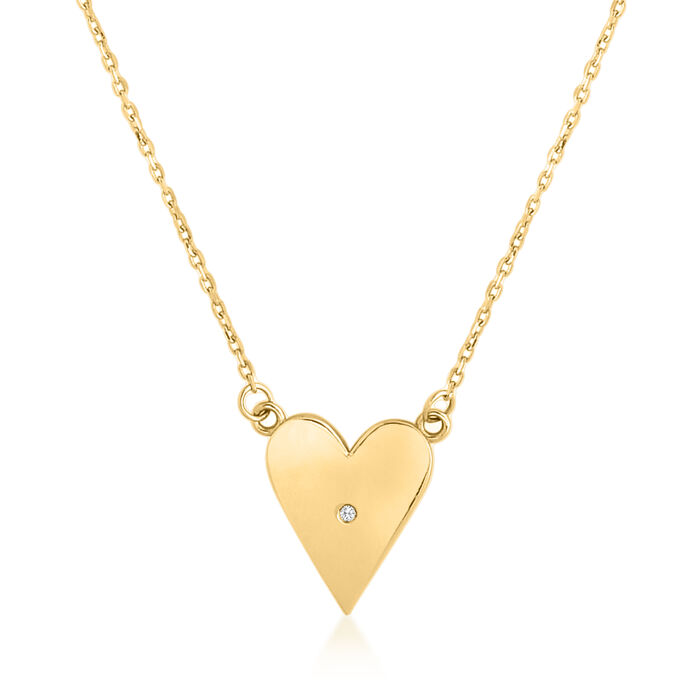 Diamond-Accented Heart Necklace in 14kt Yellow Gold