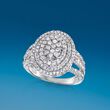 1.00 ct. t.w. Diamond Oval Ring in Sterling Silver