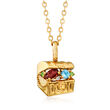 .45 ct. t.w. Multi-Gemstone Treasure Chest Pendant Necklace in 18kt Gold Over Sterling