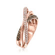 Le Vian .67 ct. t.w. Chocolate and Vanilla Diamond Highway Ring in 14kt Strawberry Gold