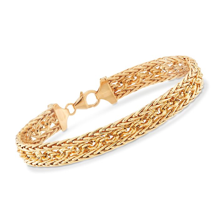 Italian 18kt Yellow Gold Cable and Wheat Chain Bracelet