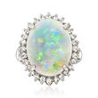 C. 2000 Vintage Opal and .62 ct. t.w. Diamond Ring in Platinum