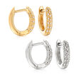 .10 ct. t.w. Diamond Jewelry Set: Two Pairs of Huggie Hoop Earrings in Sterling Silver and 18kt Gold Over Sterling