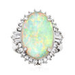 C. 1980 Vintage 5.02 Carat Opal and .74 ct. t.w. Diamond Ring in Platinum