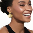 Italian 18kt Gold Over Sterling Floral Openwork Fan Drop Earrings