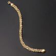 14kt Yellow Gold Textured and Polished Elongated Byzantine Bracelet