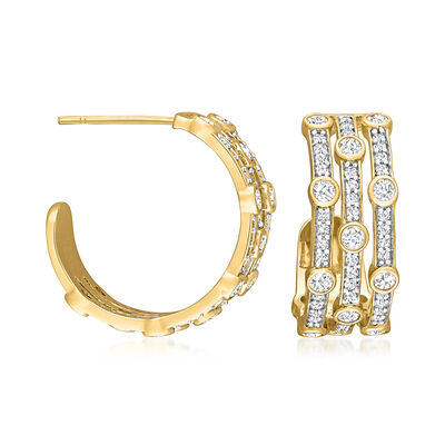 1.30 ct. t.w. Diamond Multi-Row Hoop Earrings in 14kt Yellow Gold