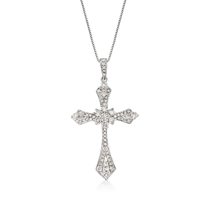 .75 ct. t.w. Diamond Cross Pendant Necklace in 14kt White Gold