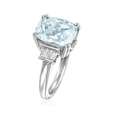 5.50 Carat Aquamarine Ring with .38 ct. t.w. Diamonds in 14kt White Gold