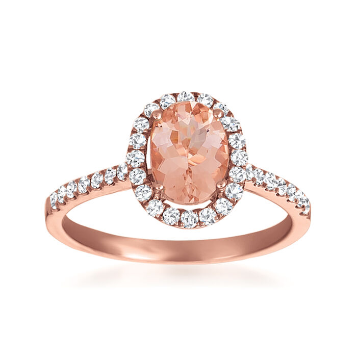 Le Vian &quot;Bridal&quot; .80 Carat Peach Morganite Ring with .51 ct. t.w. Vanilla Diamonds in 14kt Strawberry Gold