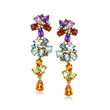 6.06 ct. t.w. Multi-Gemstone Drop Earrings with Diamond Accents in 18kt Gold Over Sterling