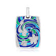 Belle Etoile &quot;Ocean Wave&quot; Multicolored Enamel Pendant with .20 ct. t.w. CZs in Sterling Silver