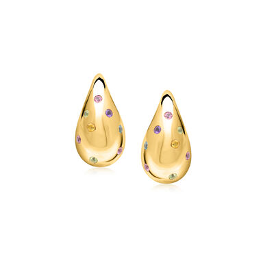 1.10 ct. t.w. Multi-Gemstone Teardrop Earrings in 18kt Gold Over Sterling