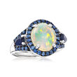 Opal and 1.30 ct. t.w. Sapphire Ring in Sterling Silver