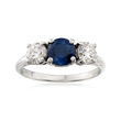 C. 2000 Vintage .88 Carat Sapphire and .72 ct. t.w. Diamond Ring in 14kt Two-Tone Gold