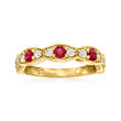 .70 ct. t.w. Ruby and .34 ct. t.w. Diamond Ring in 14kt Yellow Gold