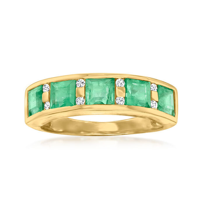2.20 ct. t.w. Emerald Ring with .12 ct. t.w. Diamonds in 14kt Yellow Gold