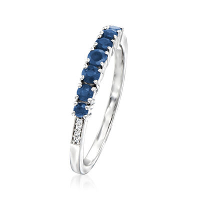 .40 ct. t.w. Sapphire Ring with Diamond Accents in 14kt White Gold