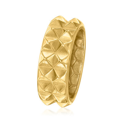 Italian 10kt Yellow Gold Two-Row Pyramid Ring