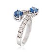 1.20 ct. t.w. Sapphire and .54 ct. t.w. Diamond Bypass Ring in 14kt White Gold