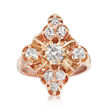 C. 1930 Vintage 1.15 ct. t.w. Diamond Cluster Ring in 14kt Yellow Gold