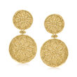 Italian 18kt Gold Over Sterling Floral Etruscan-Style Drop Earrings