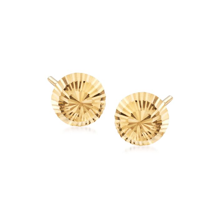 18kt Yellow Gold Diamond-Cut Dome Stud Earrings